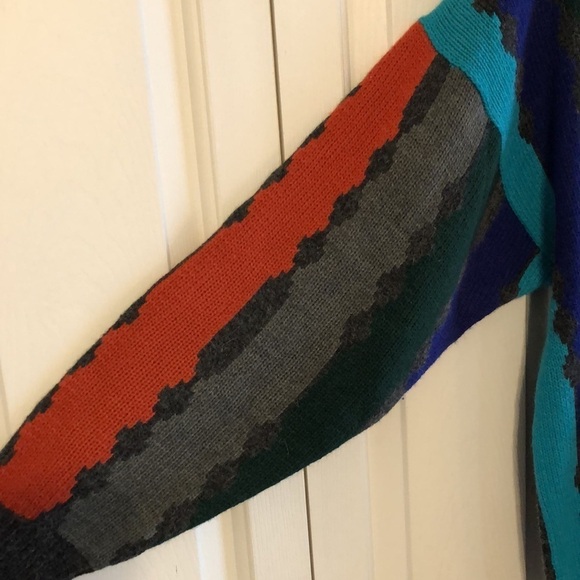 Vintage 90s Jed Wear Wool Blend Colorful Grandpa Sweater Size M - Picture 4 of 7